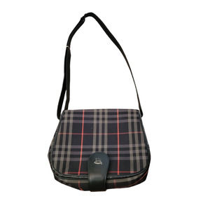 Vintage Burberry's Plaid Crossbody Purse Handbag Navy Blue Red